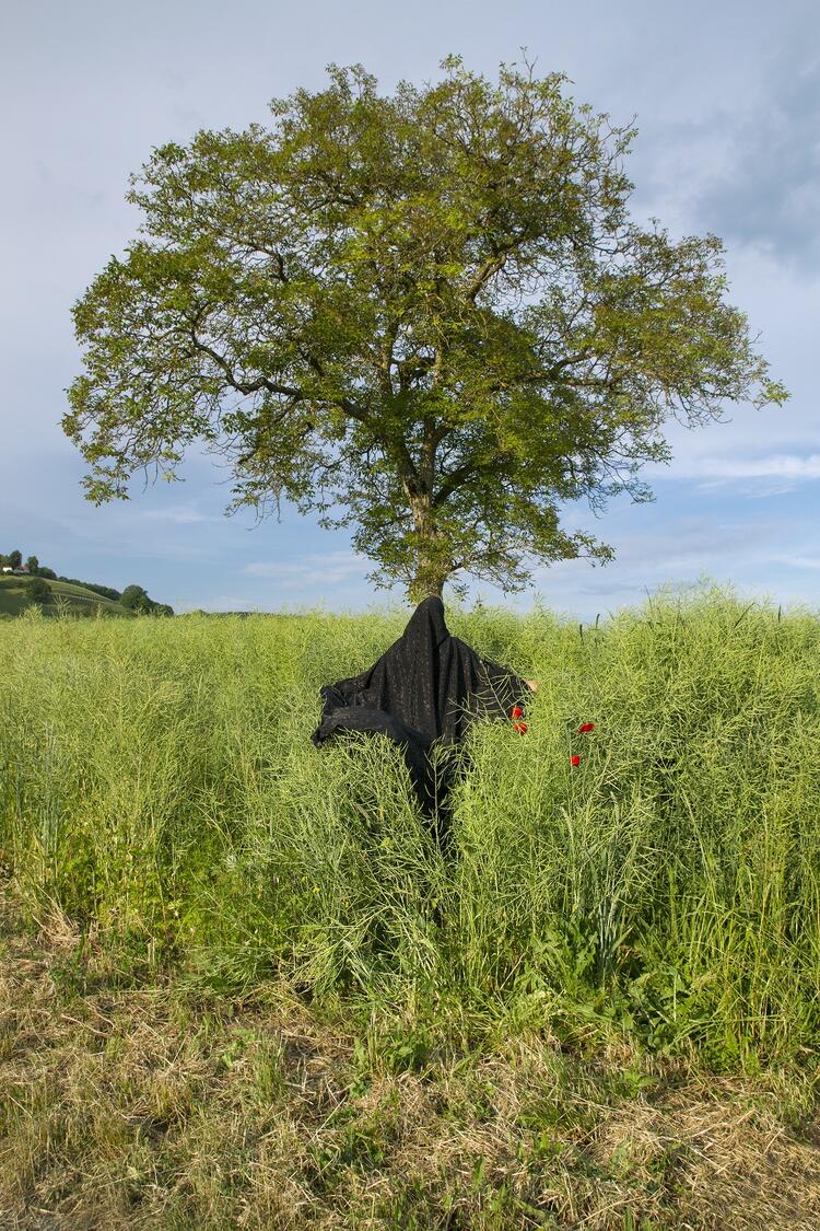 Parastou Forouhar „Das Gras ist grün, der Himmel ist blau, und sie ist schwarz..." © 2017, Parastou Forouhar, Künstlerresidenz Chretzeturm, Stein am Rhein   <br>