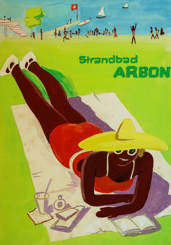 Entwurf Strandbad-Plakat Arbon, Historisches Museum Schloss Arbon 