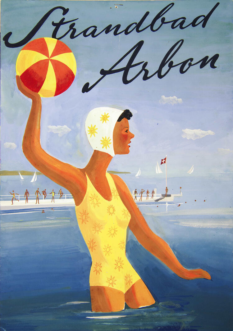Entwurf Strandbad-Plakat Arbon, Historisches Museum Schloss Arbon<br>